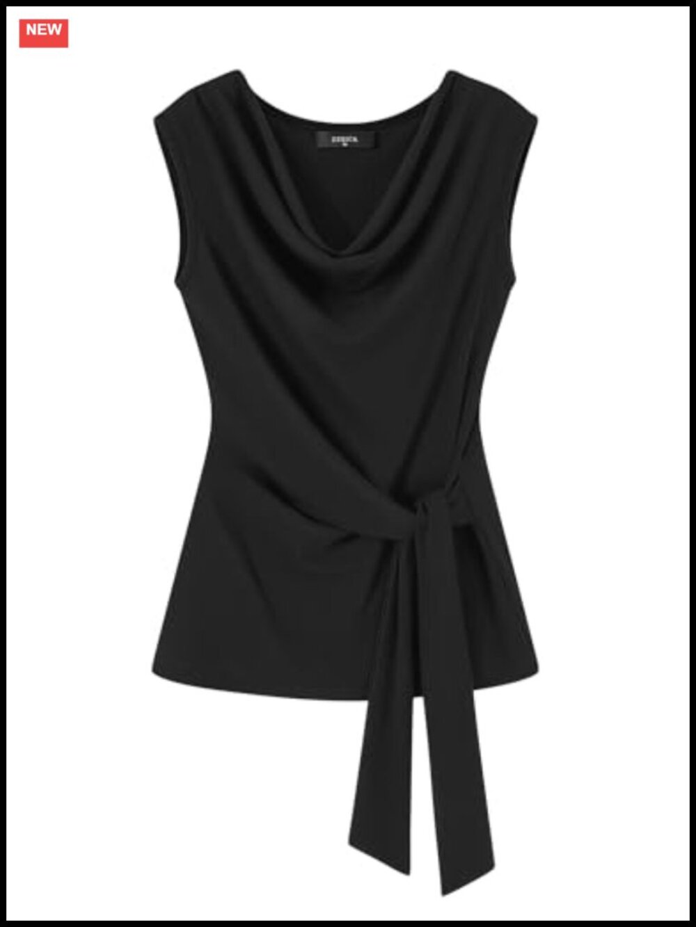 Ribbed Knit Cowl Neck Sleeveless Tank Top Slimming Fit Business Casual